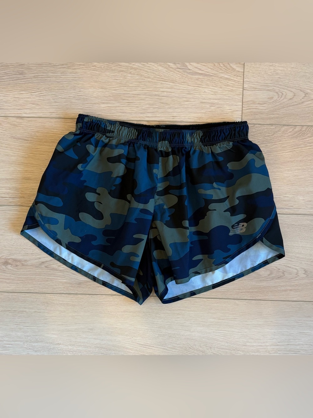 New Balance Women’s Camo Athletic Shorts - Navy & Olive